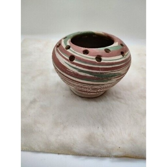 Vintage Silver Springs Florida Pottery Planter Vase Bowl Flower Frog Swirl NICE - Picture 10 of 10